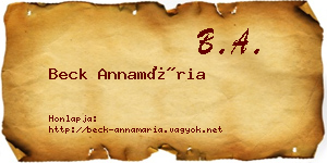 Beck Annamária névjegykártya